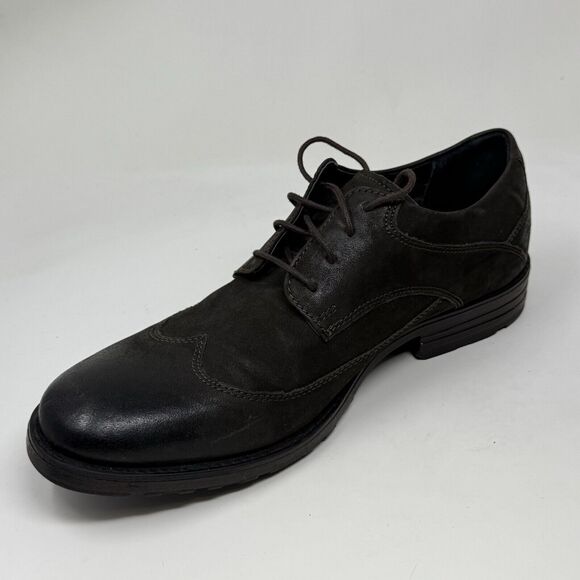 Clarks Denton Dane Derby Shoes Mens 10 M Brown Nubuck Leather Wingtip Oxford - Picture 7 of 15